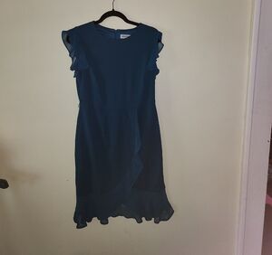 Shelby & Palmer Teal Ruffle Midi Dress